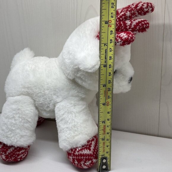 Aurora Christmas Holiday Merry Reindeer Festive Stuffed Animal White Red NWT - Picture 10 of 11